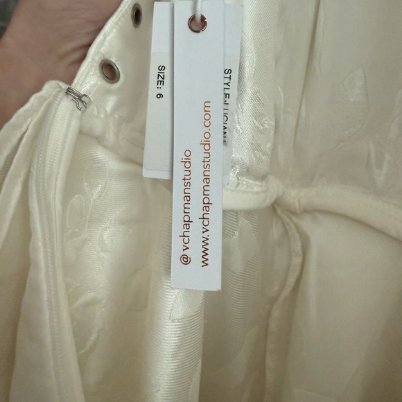 (NWT) V. Chapman White Tiered Dress with Pearl Details - Luciana - Picture 4 of 6